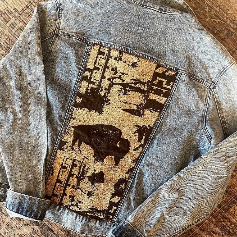 Upcycled Buffalo jean jacket  sz Med
